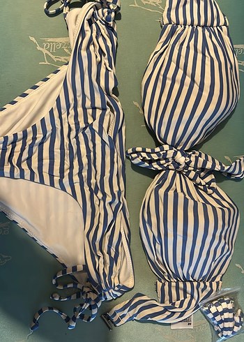 Mavi Fırfırlı Kadın Bikini 2Takım - Görsel 2