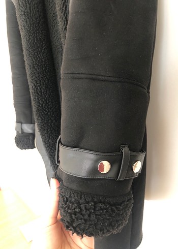 Kadın Siyah Kürklü Midi Kışlık Ceket - Görsel 4