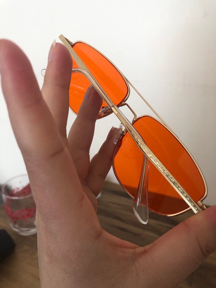 Parlak Turuncu Minimalist Kadın Güneş Gözlüğü - Görsel 2
