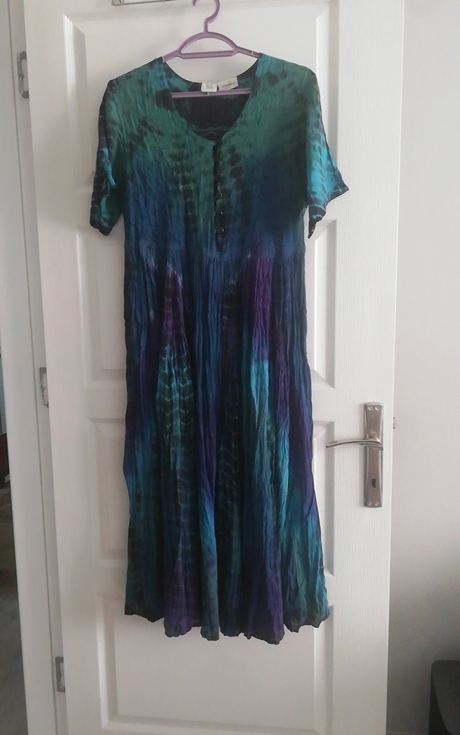 Kadın Çok Renkli Uzun Bohem Elbise - Görsel 3