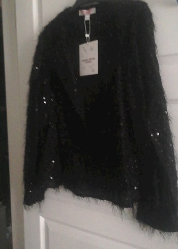 Siyah Kürklü Uzun Kollu Midi Kadın ceket - Görsel 5