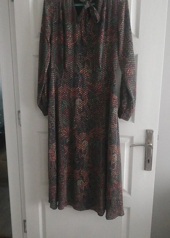 Yılan Desenli Uzun Kollu Bohem Elbise - Görsel 2