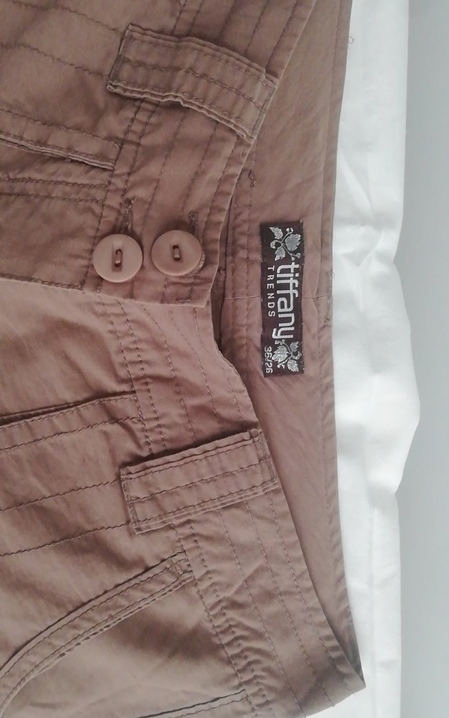 Düğmeli Bej Mini Keten Şort - Görsel 2