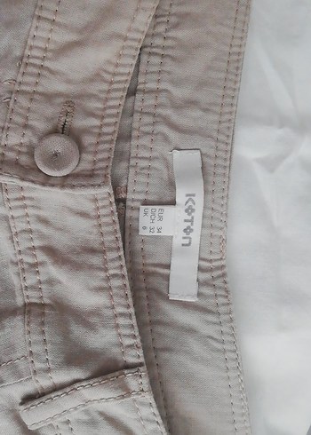 Kadın Bej Keten Midi Kumaş Pantolon - Görsel 5