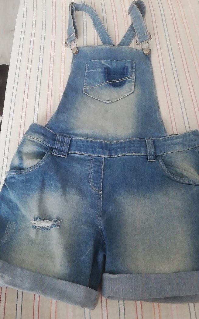 Kızlar için Mavi Kot Askılı Salaş Tulum - Görsel 2