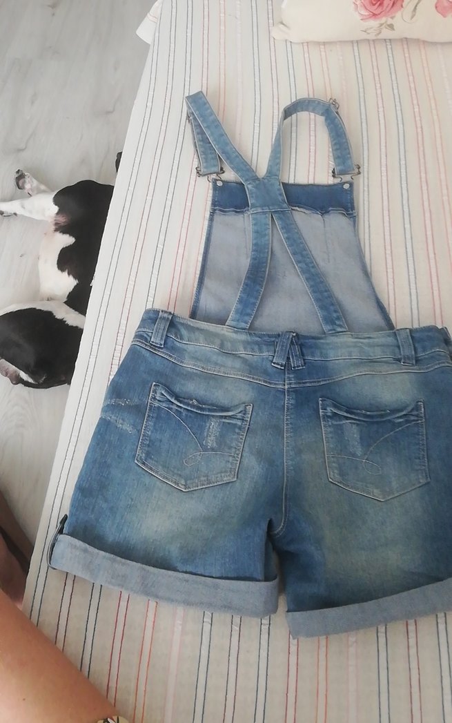 Kızlar için Mavi Kot Askılı Salaş Tulum - Görsel 4