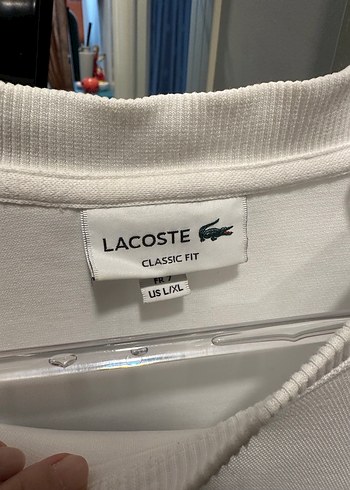 xxl Beden beyaz Renk Lacoste Beyaz Baskılı Erkek Sweatshirt