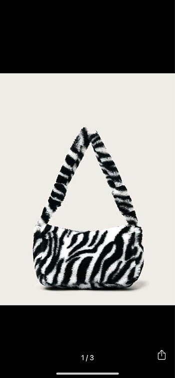 Zebra Desenli Tüylü Çanta