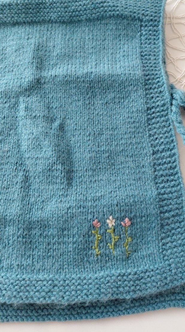 Nakışlı Mavi örgü bebek  süveter - Görsel 3