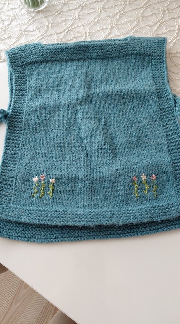 Nakışlı Mavi örgü bebek  süveter - Görsel 2