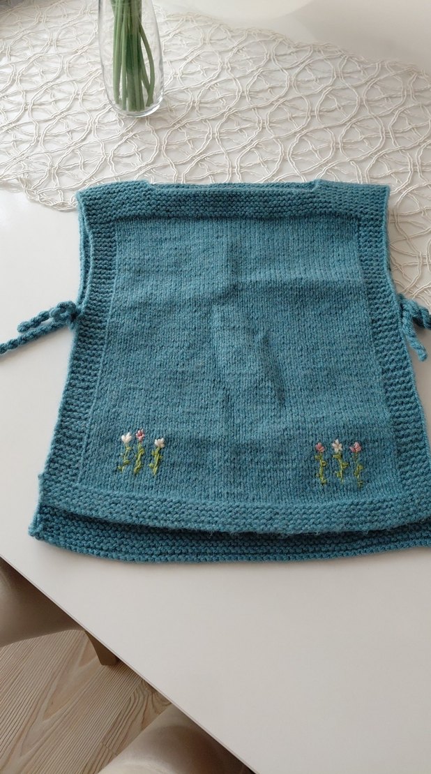 Nakışlı Mavi örgü bebek  süveter - Görsel 4