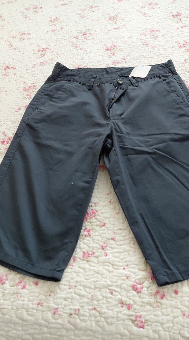 lacivert Bel Detaylı Rahat Kesim Şort - Görsel 3