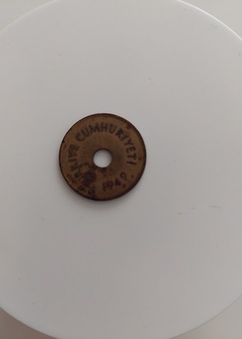 Vintage Kahverengi Erkek Rozet1949 2 kuruş - Görsel 2