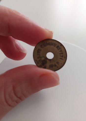 Vintage Kahverengi Erkek Rozet1949 2 kuruş - Görsel 4