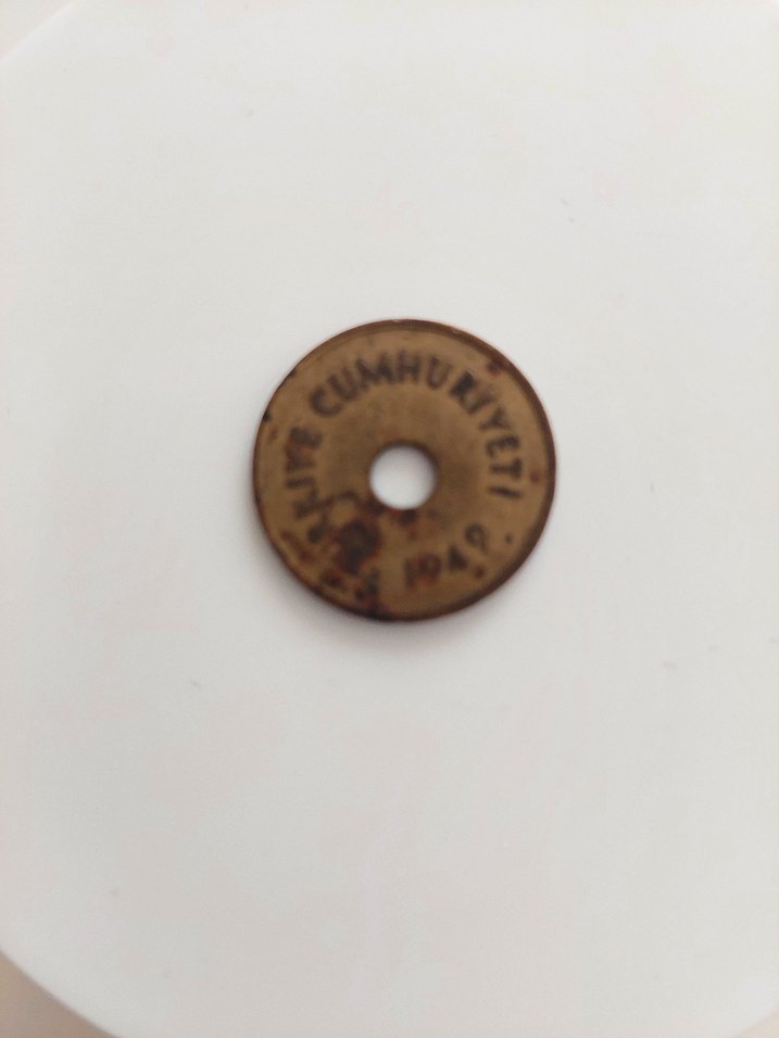 Vintage Kahverengi Erkek Rozet1949 2 kuruş - Görsel 3