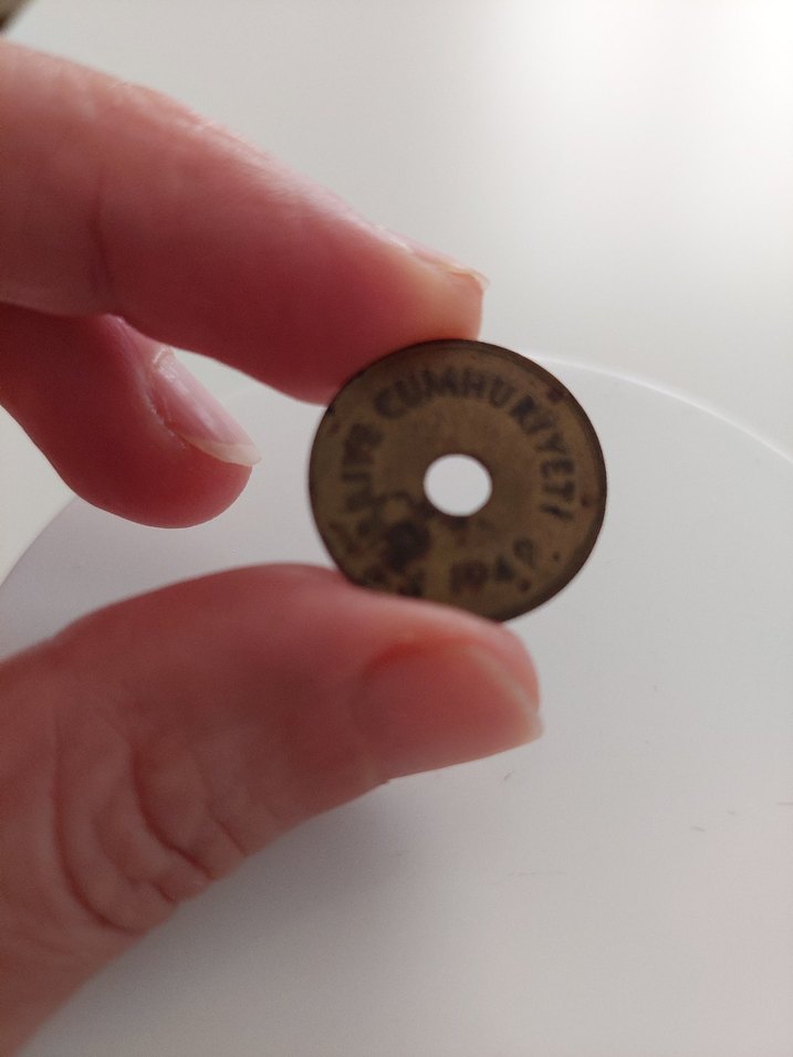 Vintage Kahverengi Erkek Rozet1949 2 kuruş - Görsel 4
