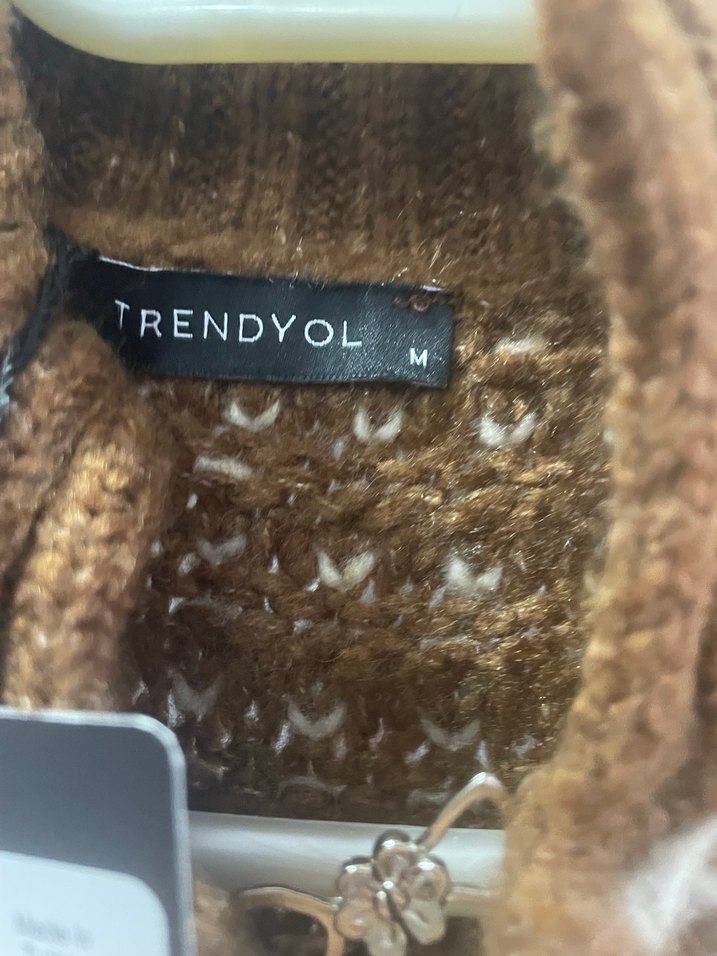 Kahverengi Örgü Kadın Hırka - Görsel 4