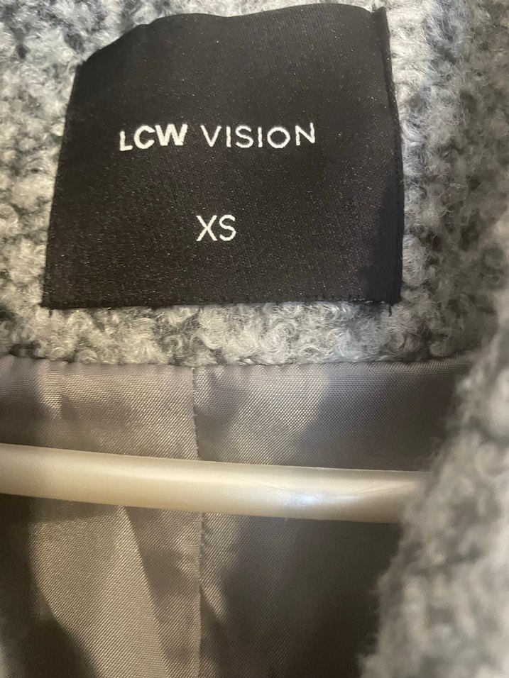 Gri çift düğmeli kaban - Görsel 4