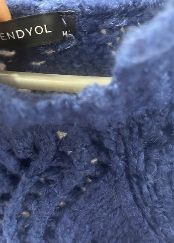 Mavi Örgü Bohem Kadın Kazak - Görsel 3