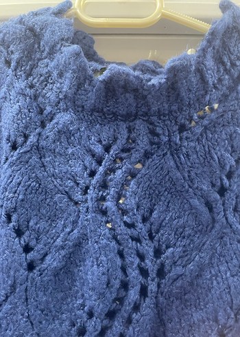 Mavi Örgü Bohem Kadın Kazak - Görsel 2