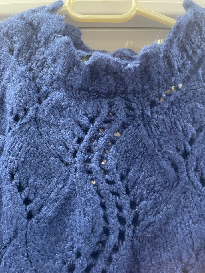 Mavi Örgü Bohem Kadın Kazak - Görsel 2