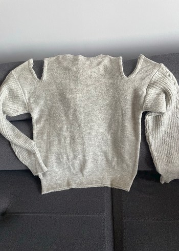 Gri Örgü Kolsuz Midi Kazak - Görsel 3