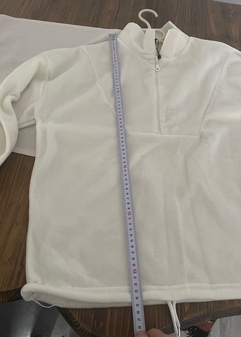 Kadın Beyaz Yarım Fermuarlı Sweatshirt - Görsel 5