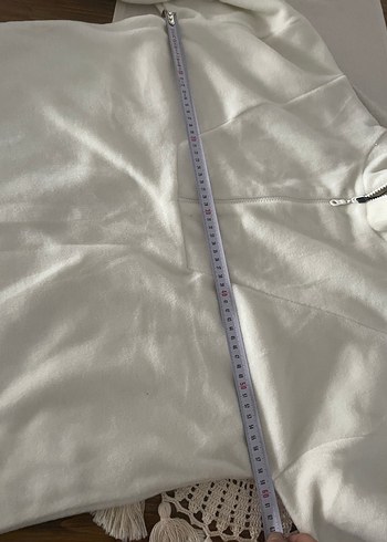 Kadın Beyaz Yarım Fermuarlı Sweatshirt - Görsel 4