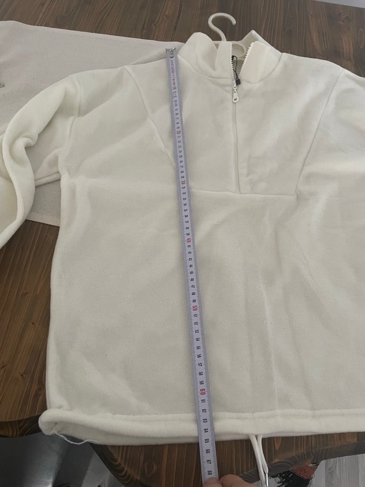 Kadın Beyaz Yarım Fermuarlı Sweatshirt - Görsel 5