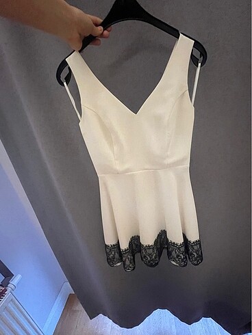 krem mini şık elbise