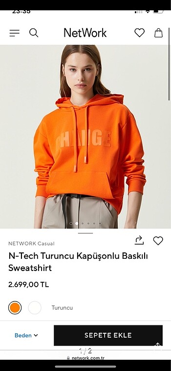 network turuncu sweat