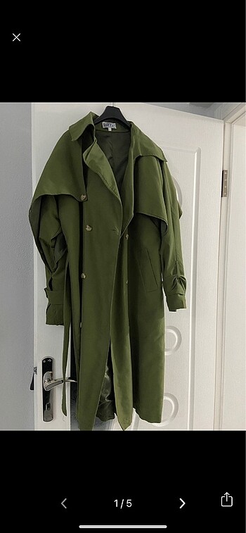 haki oversize trençkot