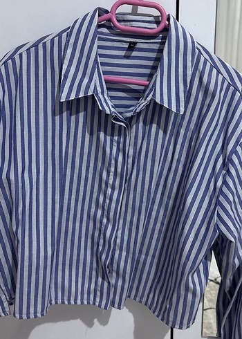 Mavi Beyaz Çizgili Mini Gömlek - Görsel 2