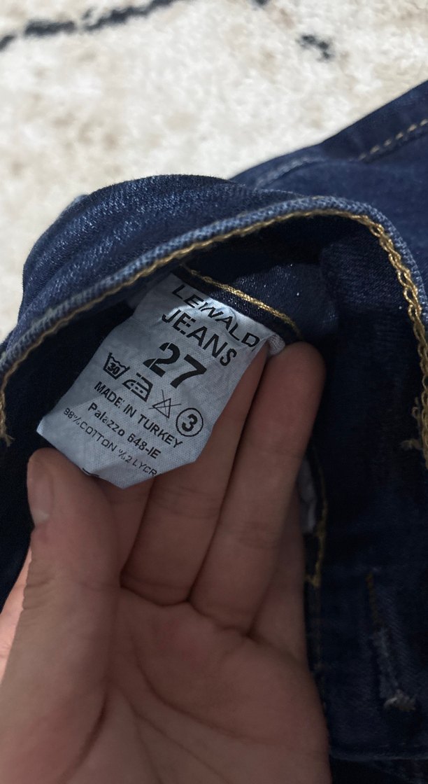 Lacivert Baskılı Kadın Denim Jean - Görsel 2