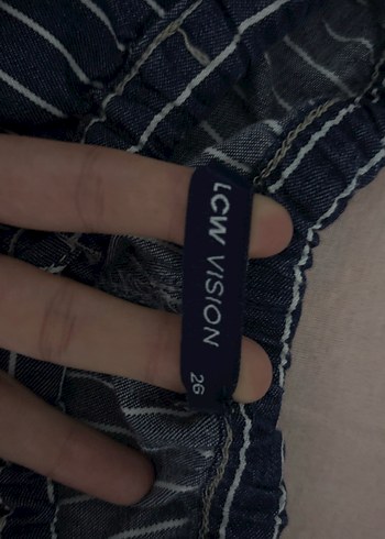 Lacivert Çizgili Kadın Rahat Pantolon - Görsel 3