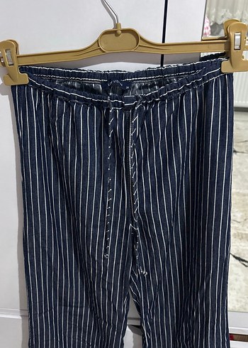 Lacivert Çizgili Kadın Rahat Pantolon - Görsel 7