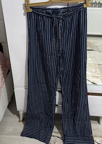 Lacivert Çizgili Kadın Rahat Pantolon - Görsel 6
