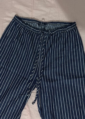 Lacivert Çizgili Kadın Rahat Pantolon - Görsel 2