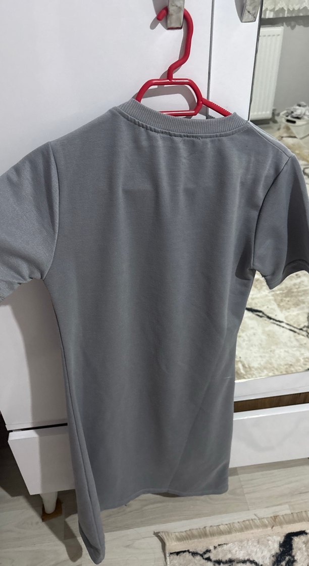 Gri Kısa Kollu Kadın Elbise - Görsel 2