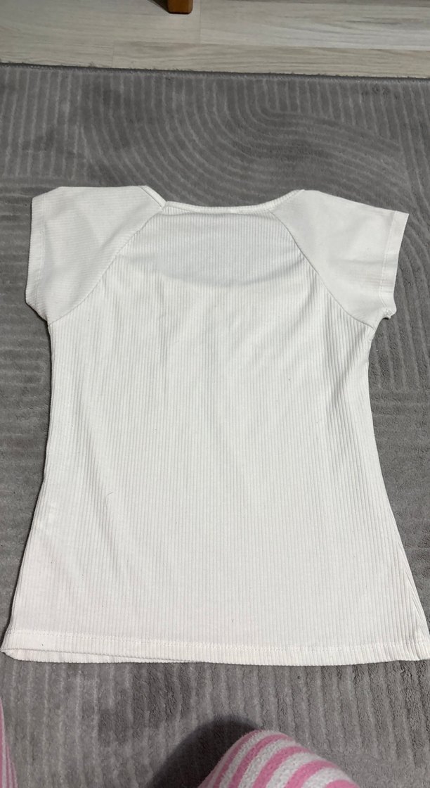 Beyaz Kısa Kollu  Bluz - Görsel 3