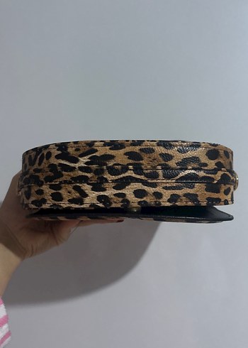 Kahverengi Leopar Desenli Deri Kadın Çanta - Görsel 3