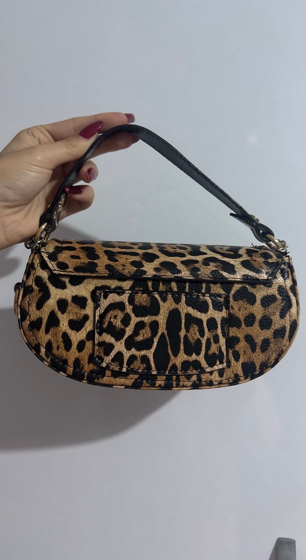 Kahverengi Leopar Desenli Deri Kadın Çanta - Görsel 2