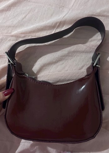 Bordo Deri Tokalı Kadın Çanta - Görsel 3