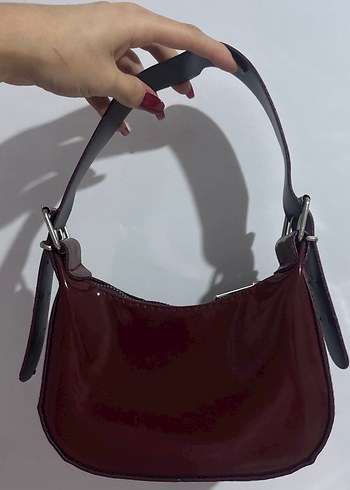 Bordo Deri Tokalı Kadın Çanta - Görsel 2