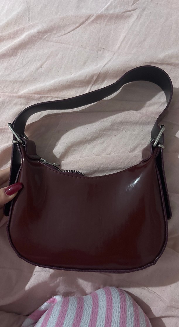 Bordo Deri Tokalı Kadın Çanta - Görsel 3
