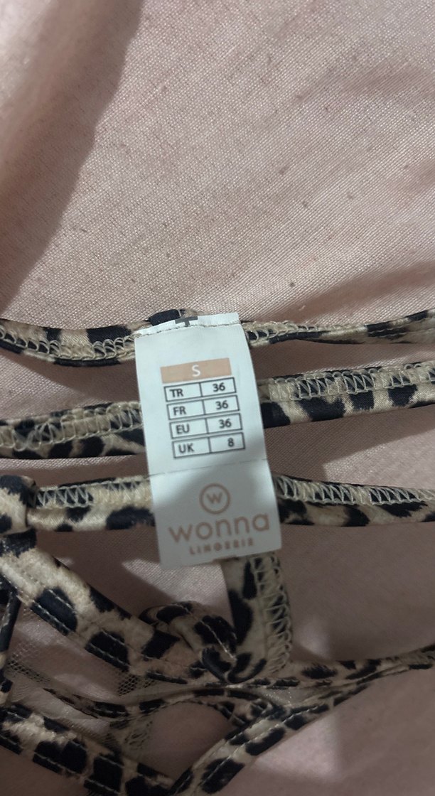 Leopar Desenli Bej Gri Sütyen ve Külot Takımı - Görsel 5