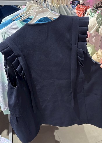 Düğmeli Koyu Mavi Kadın Yelek Ceket - Görsel 2