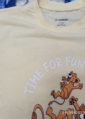 4 Yaş Beden t-shirt ön kısmında Ufak bir meyve lekesi var çok iyi durumda