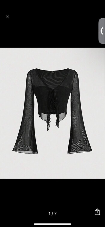 Lolita Y2K Gothic Tül Detay Uzun Kollu Bluz