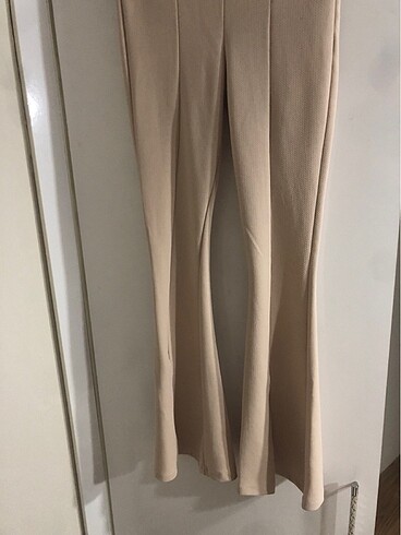 s Beden ten rengi Renk Yırtmaçlı kumaş pantolon